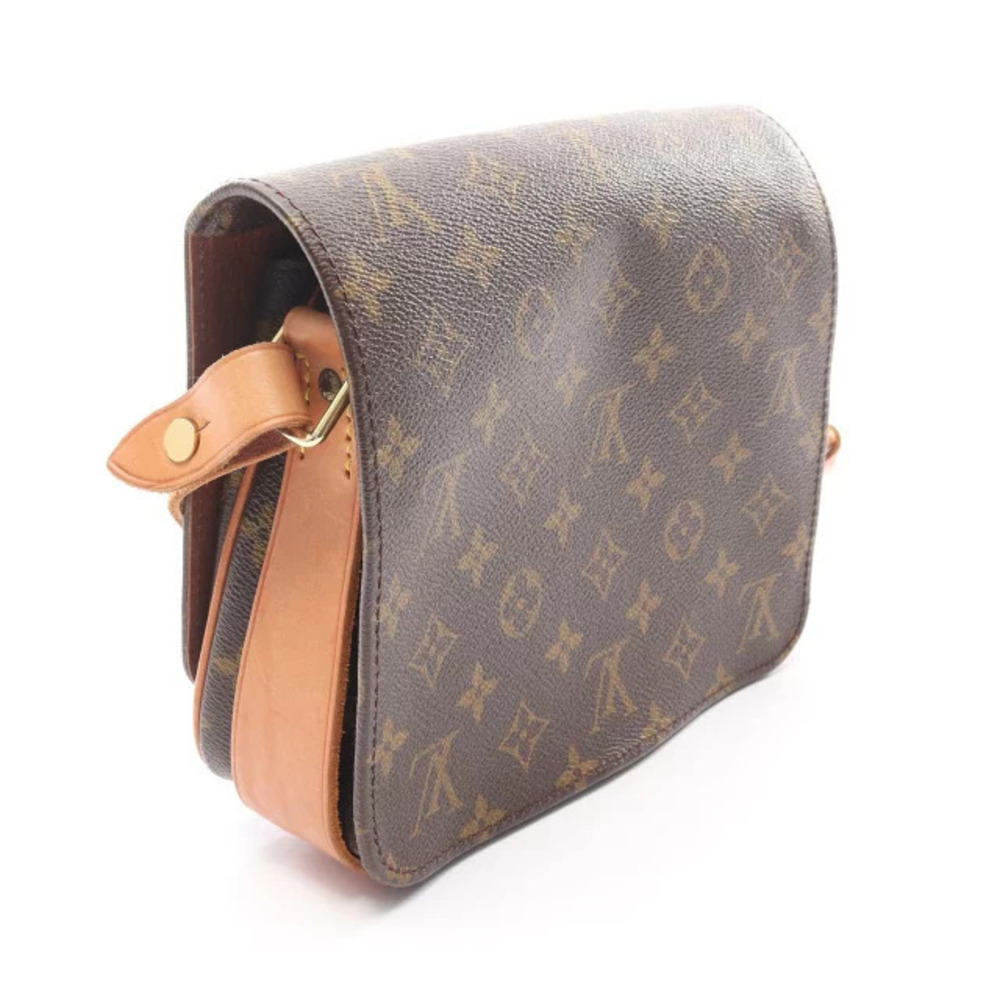 Louis Vuitton Brown Shoulder Leather Bag Canvas Cartouchiere Monogram